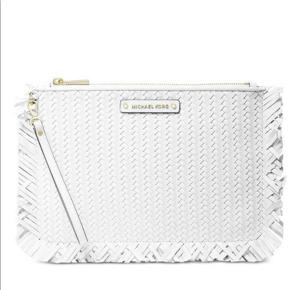 MICHAEL Michael Kors Handbags - Micheal Kors large Woven leather Zip pouch/wristlet